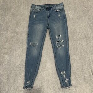 Gogo Jeans Women's Size 7/28 Light Wash Distressed Skinny Jeans Stretch